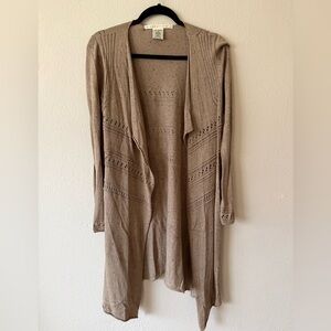 Max Studio Beige Open-Front Cardigan